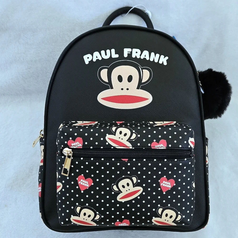 Paul Frank🐵 Backpack🎒 with Furry Pompom Bag Charm - NWT